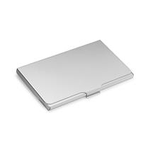 Porta cartões alumínio de 9,5 x 5,5 x 0,6 cm.